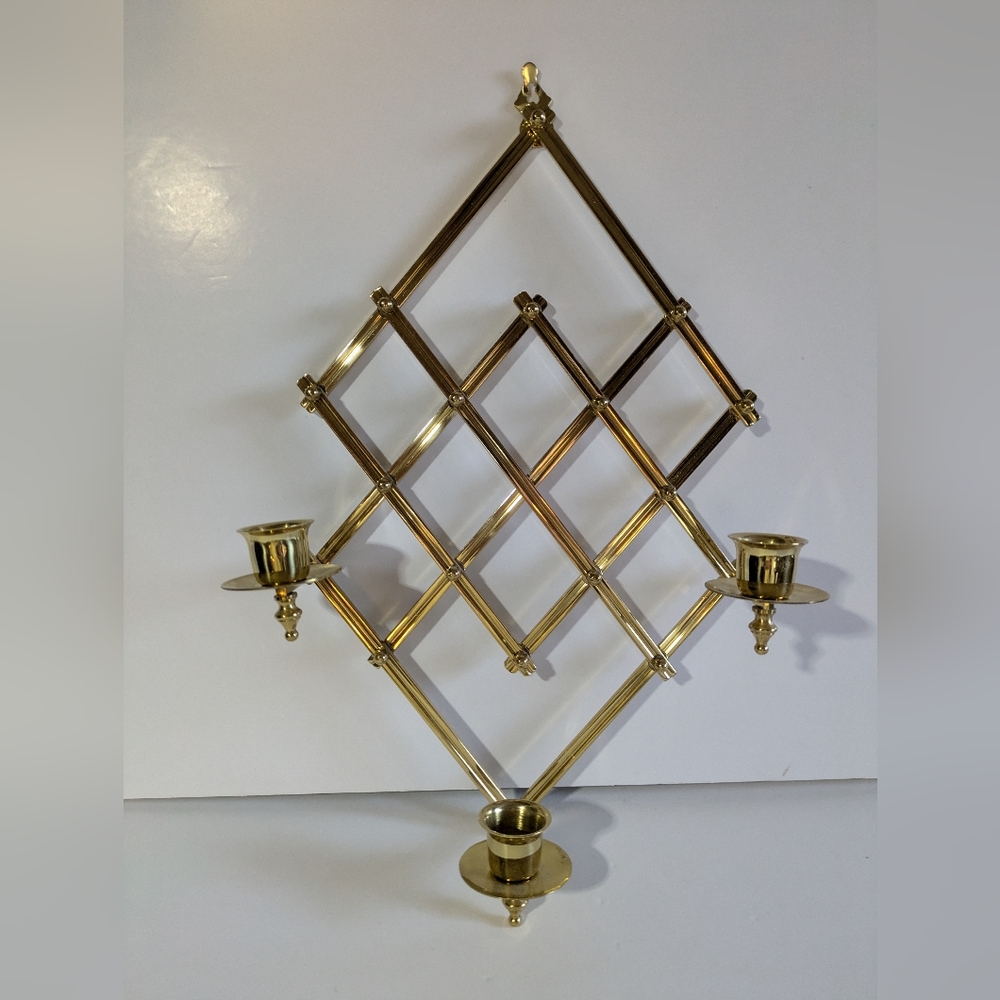Vintage Polished Brass Candle Holder Wall Sconce Contemporary Wall Decor Gold